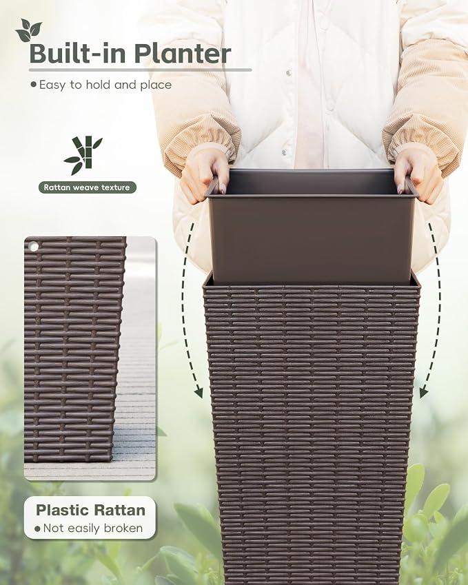 Greesum 32 Inch Tall Plastic Planters, Detachable Inner Pot & Drainage Holes - Image 2