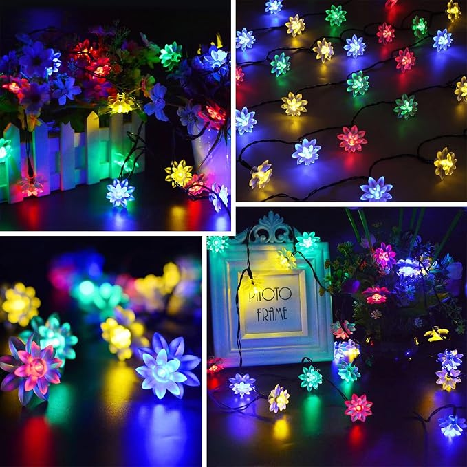 ITICdecor Solar Flower String Lights Outdoor Waterproof 50 LED Solar String - Image 7