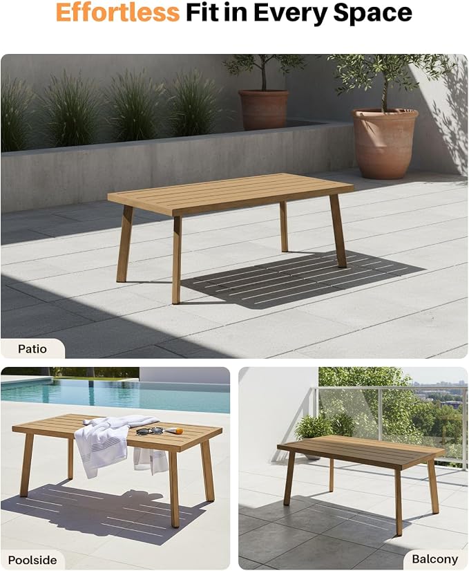 Patio Coffee Table, Never-Rust Aluminum Outdoor Coffee Table - Image 9