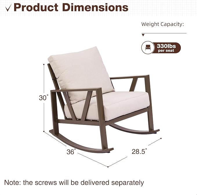 Outdoor Patio Rocking Chair, Porch Bistro Balcony Rocker Chair - Image 2