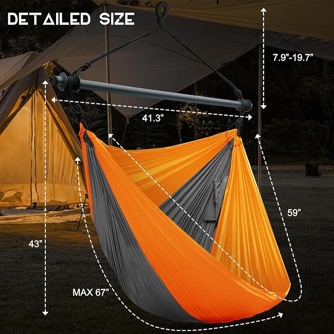 Hammock Chair, Portable Large Hanging Rope Swing, Lightweight Nylon Parachute - Image 8