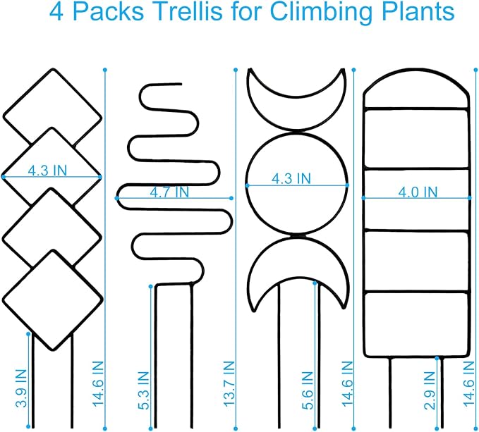 4 Packs Trellis for Climbing Plants Indoor, HENABLE Small Garden Metal Trellis - Image 2