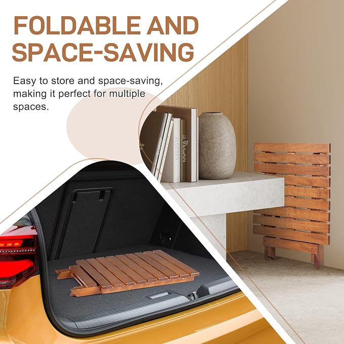 Outvita Wood Folding Side Table, Portable & Lightweight Compact Wooden Side - Image 7