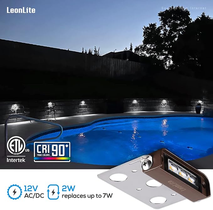 LEONLITE 8-Pack Premium Series 4 Inch 2W LED Retaining Wall Lights Swivel - Image 3