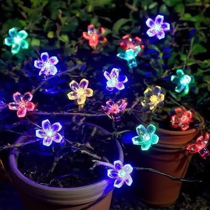 Flower Solar String Lights, 50 LED Outdoor Patio Lights Waterproof, Fairy Lights - Image 7