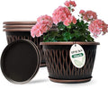 4 Pack 9 Inch Retro Plant Pots, Vintage Striped Flower Pots by Usocik