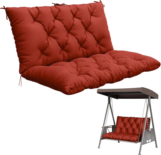 Porch Swing Cushion with Backrest, Waterproof Bench Cushion by Pakunoda