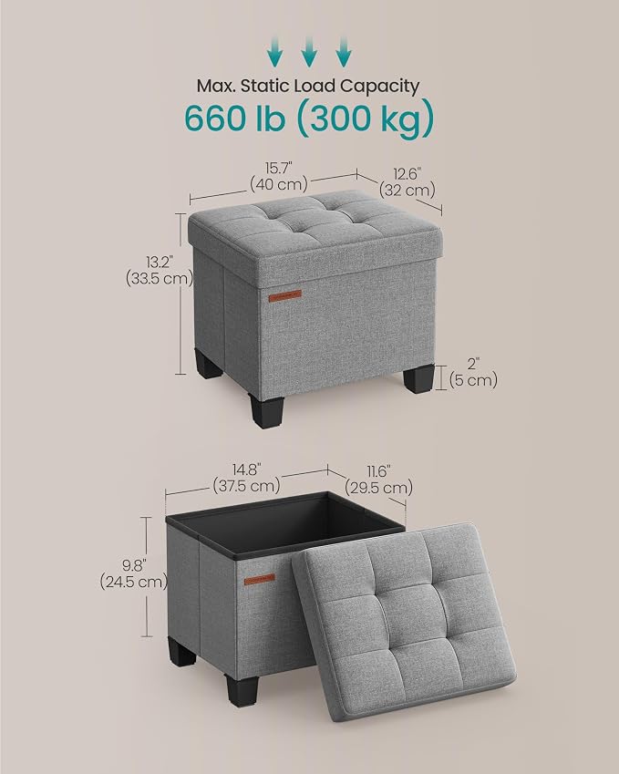 SONGMICS Storage Ottoman, Small Ottoman Foot Rest - Image 3