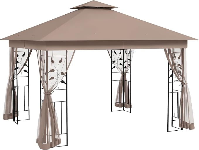 Outsunny 10' x 11.5' Metal Patio Gazebo, Double Roof Outdoor Gazebo Canopy by Outsunny