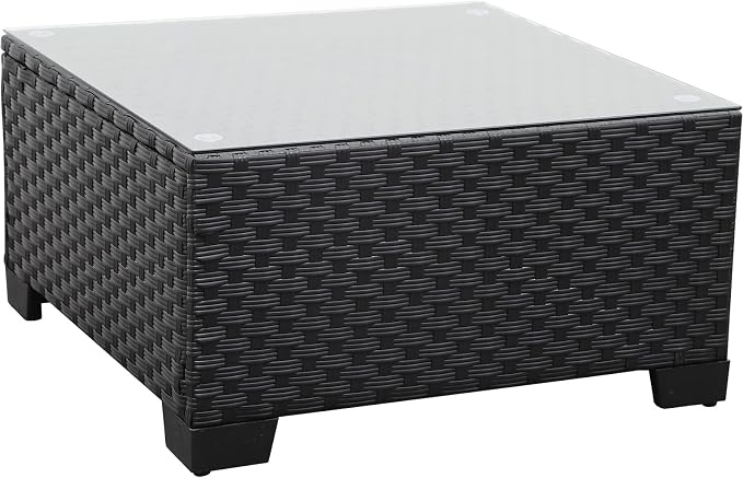Rattaner Patio Furniture Wicker Coffee Table Outdoor Garden Square Side Table - Image 8