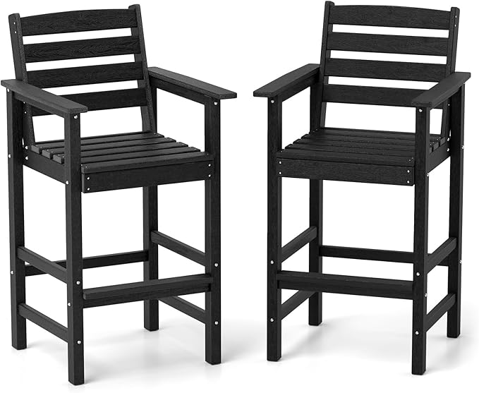 Tangkula Patio Adirondack Chairs Set of 2, HDPE Bar Height Chair by TANGKULA