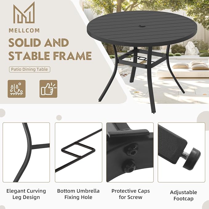 MELLCOM 42'' Round Outdoor Dining Table - Image 4