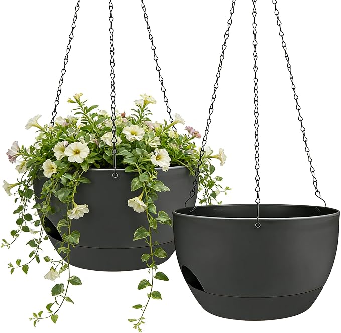 Set of 2-8 Inch Self Watering Hanging Planters by zople