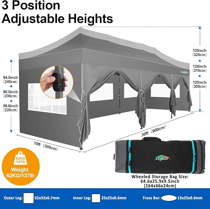 COBIZI 10x30 Pop up Canopy Tent 10x30 Canopy - Image 6