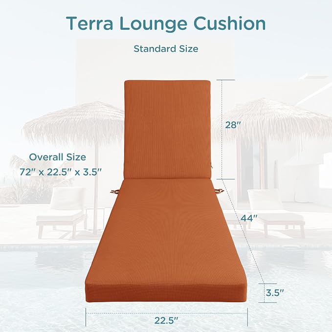 Codi Outdoor Lounge Chair Cushion, Chaise Cushions - Image 3