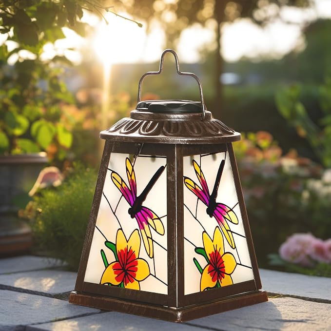Dragonfly Solar Lantern with Shepherd Hook, Outdoor Hanging Metal LED Garden - Image 7