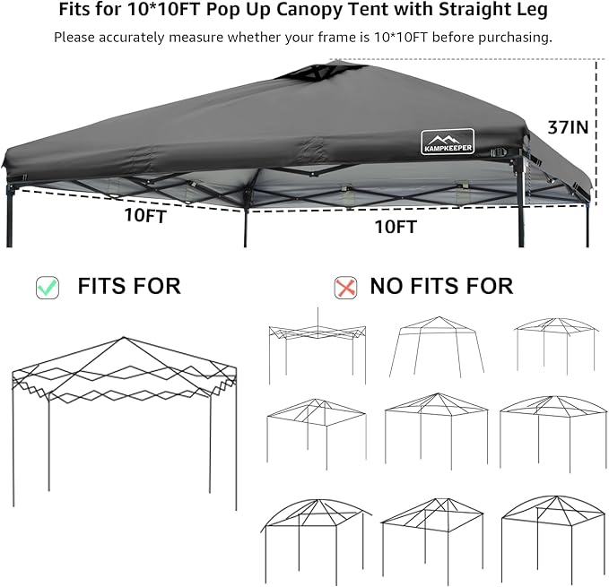 KAMPKEEPER Replacement Top Pop Up Canopy Tent Cover Roof - Image 4