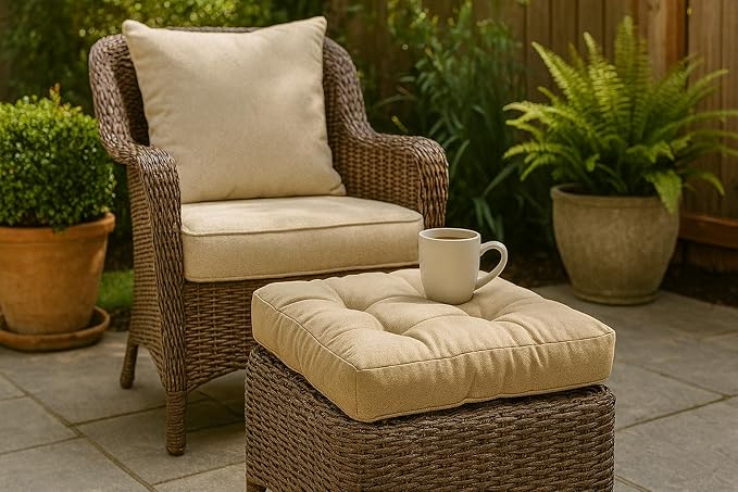 Cushion Source Tufted Ottoman Cushions, Sunbrella Buttercup - Image 2