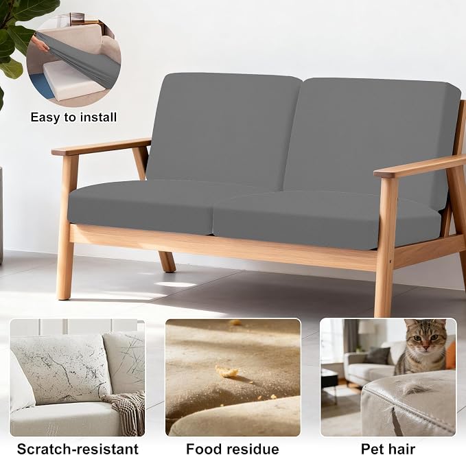 4Pcs Patio Stretch Cushion Covers, Outdoor Sofa Replacement Cover Slipcovers - Image 4