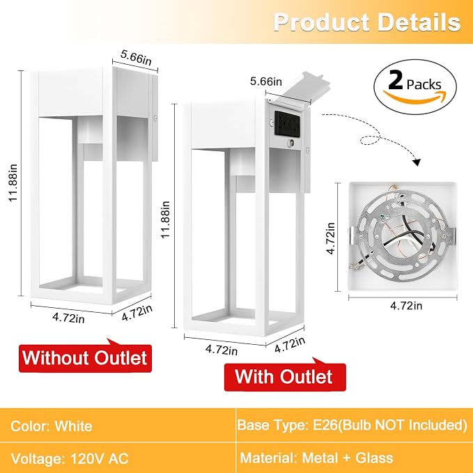 2 Pack Porch Lights Outdoor Wall Sconce, Outdoor Light - Image 5