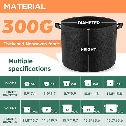 10 Pack 5 Gallon Grow Bags, Thickened Nonwoven Fabric Planter Pots - Image 2