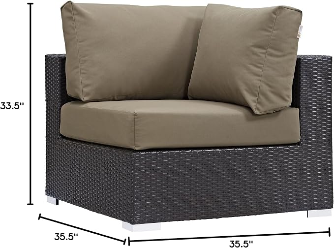 Modway Convene Wicker Rattan Outdoor Patio Sectional Sofa Corner Seat in - Image 2