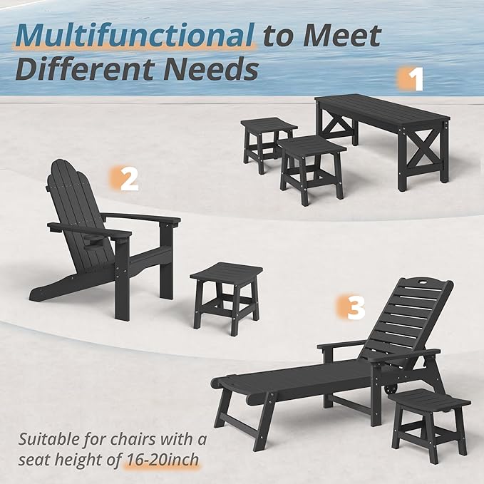 LUE BONA Outdoor Adirondack Ottomans, Footrest Footstool Set of 2, Outdoor Foot - Image 6