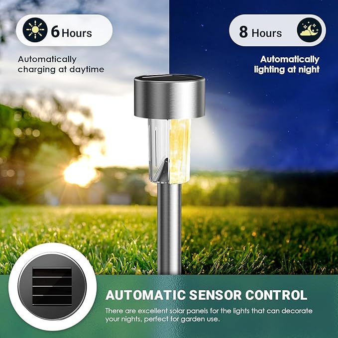 GIGALUMI 16 Pack Solar Path Lights Outdoor, Solar Lights Outdoor Waterproof - Image 5