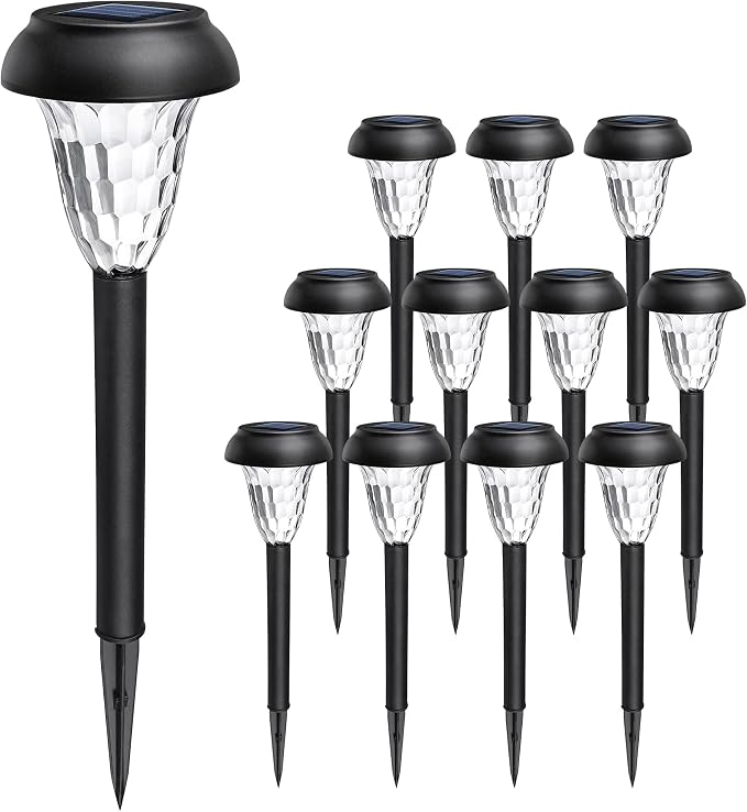 GIGALUMI 12 Pack Solar Light Outdoor Waterproof, Warm White Pathway Lights - Image 8