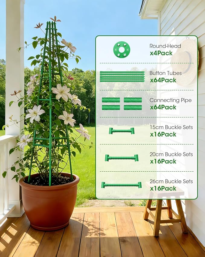 4 Pack Garden Trellis for Climbing Plants Outdoor, 6FT Plant Trellis Support - Image 7