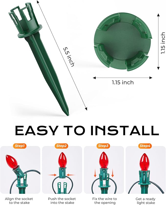 200-Pack Plastic Light Stakes, 5.5 Inch Christmas Yard Stakes - Image 4