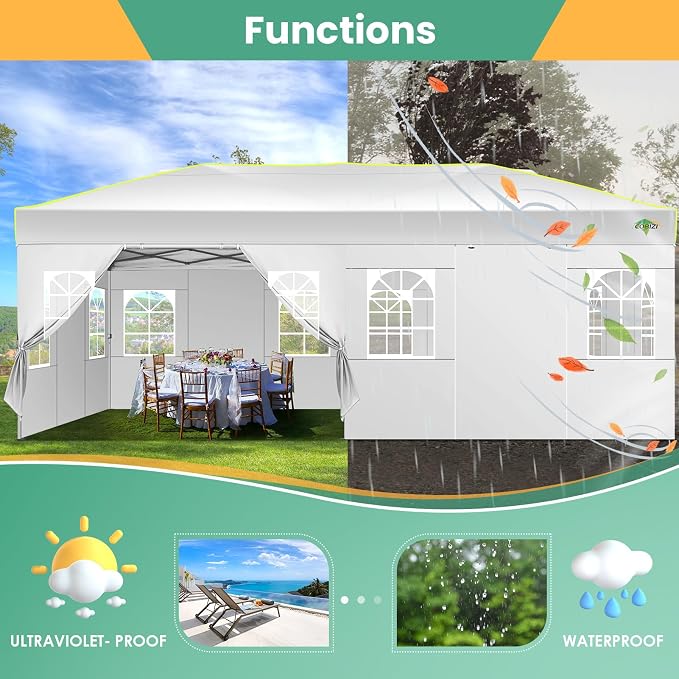 COBIZI 10x20 Pop Up Canopy Tent, Outdoor Party Tent - Image 6