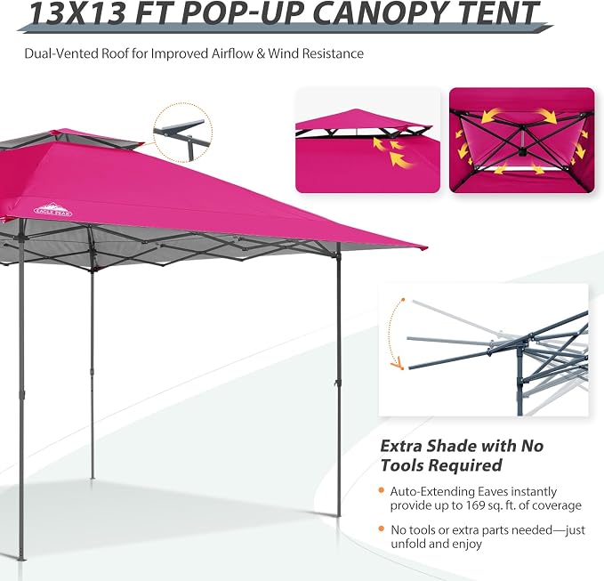 EAGLE PEAK 13x13 Straight Leg Pop Up Canopy Tent Instant Outdoor Canopy Easy - Image 7