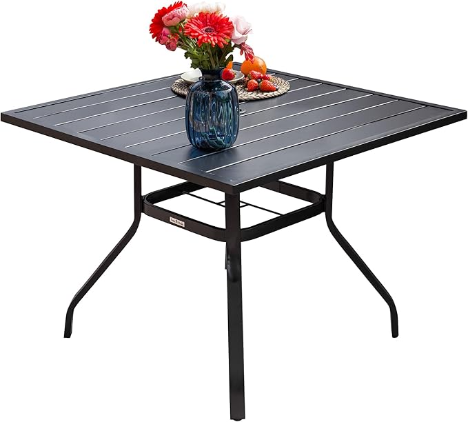 Sour Citrus 37" Outdoor Square Metal Patio Dining Table by SourCitrus