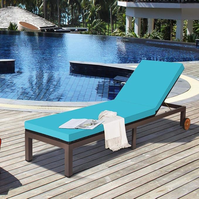 Tangkula Patio Chaise Lounge Chair, Outdoor Rattan Lounger Recliner Chair - Image 2