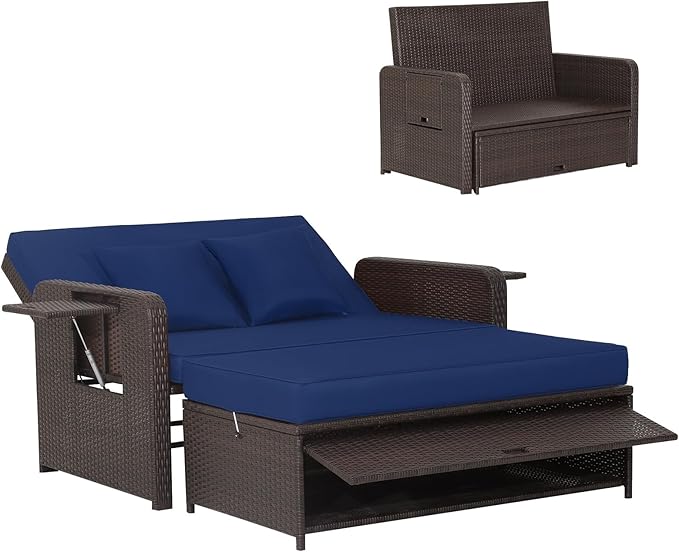 HAPPYGRILL Patio Rattan Wicker Daybed by HAPPYGRILL