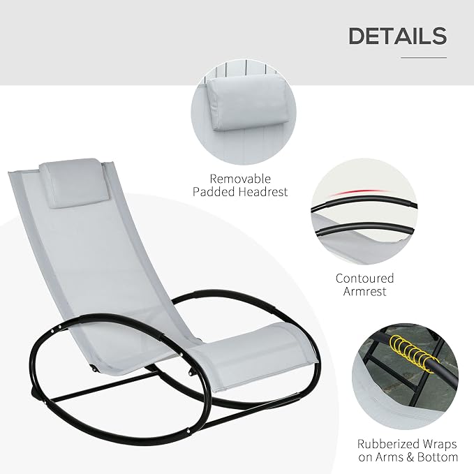 Outsunny Pool Lounger, Outdoor Rocking Lounge Chair - Image 5
