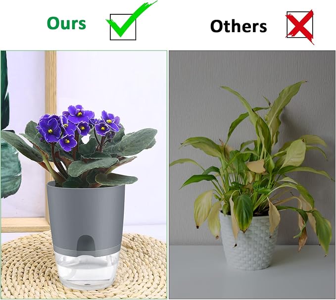 ShineMe Self Watering Flower Pots, 4.1 Inch Self Watering Planters - Image 6