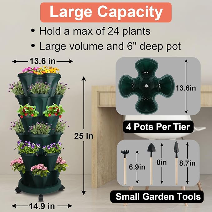 DUNCHATY Stackable Planter, Vertical Garden Planter - Image 3