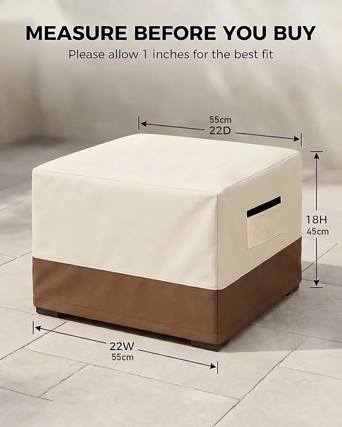 Waterproof Patio Ottoman Cover, Square Outdoor Side Table Furniture Cover - Image 3