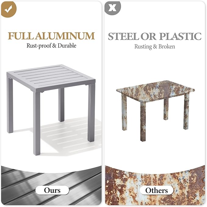 Crestlive Products Aluminum Outdoor Side Table, Pool Lounge Chair Side Table - Image 4
