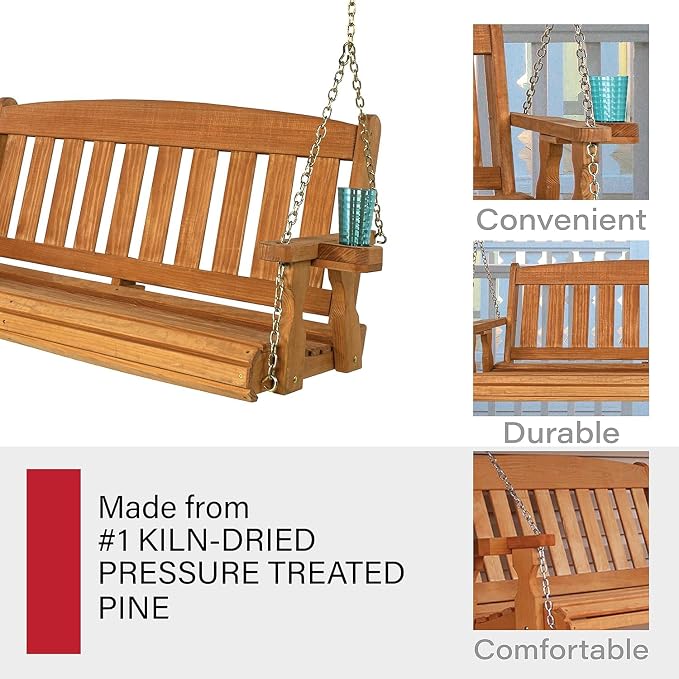 Amish Casual Heavy Duty 800 Lb Mission Treated Porch Swing - Image 6