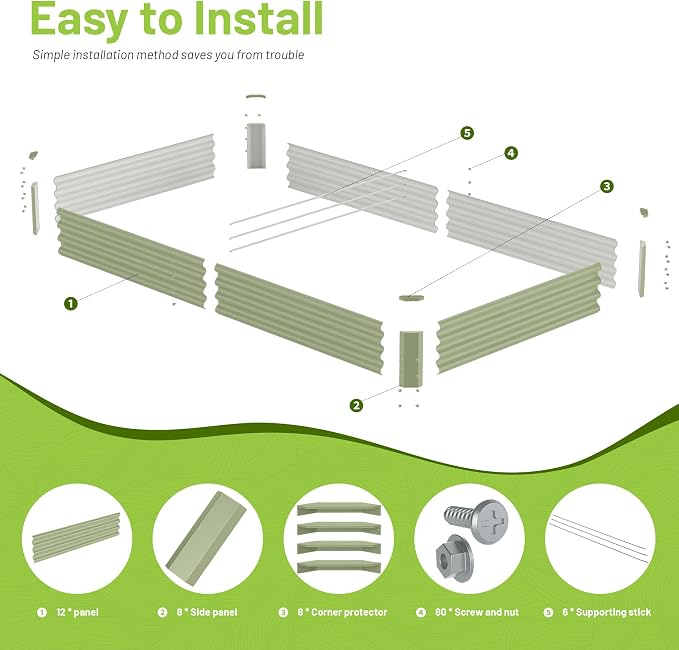 2PCS 8x4x1FT Galvanized Raised Garden Bed, Galvanized Planter Raised Garden - Image 3