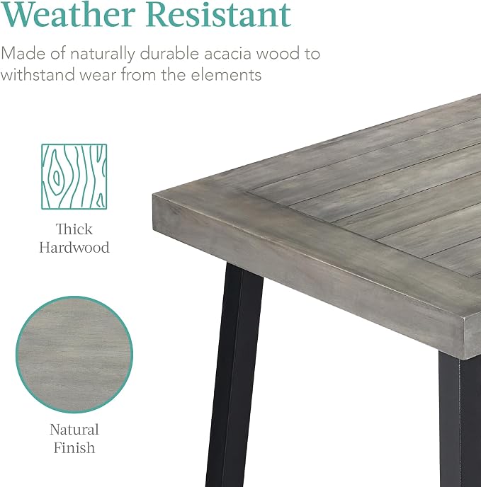 Best Choice Products 6-Person Indoor Outdoor Acacia Wood Dining Table, Picnic - Image 5