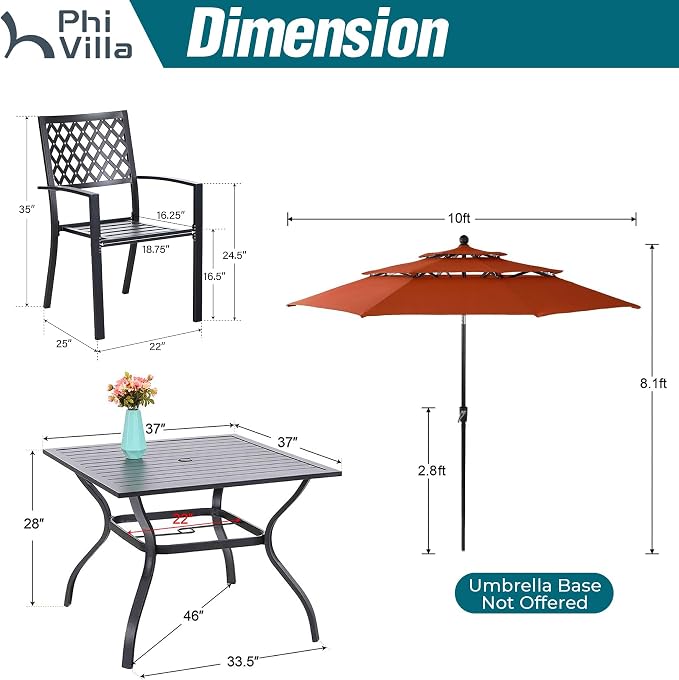 PHI VILLA Outdoor Dining Set 6 PCS - Image 7