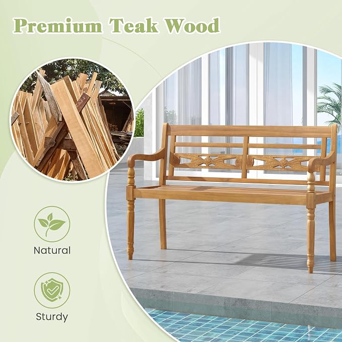 Tangkula Outdoor Bench, 2-Person Garden Bench - Image 8