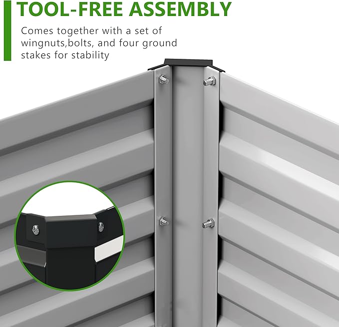 2PCS 6x3x1ft Galvanized Raised Garden Bed Kit, Metal Planter Box - Image 5