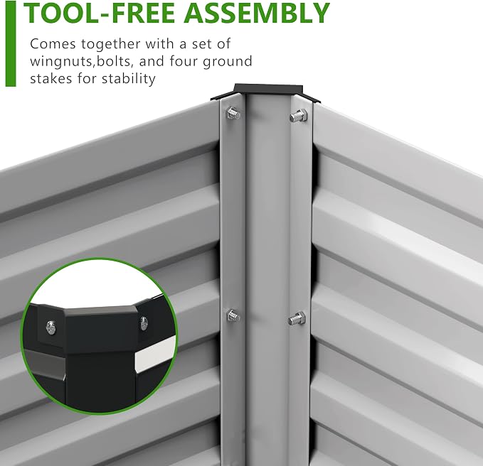 2PCS 12x3x1ft Galvanized Raised Garden Bed Kit, Metal Planter Box - Image 5