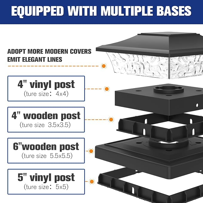 VOLISUN Solar Post Cap Lights Outdoor 4x4/6x6 Wooden/Vinyl Fence Cap Lights - Image 2