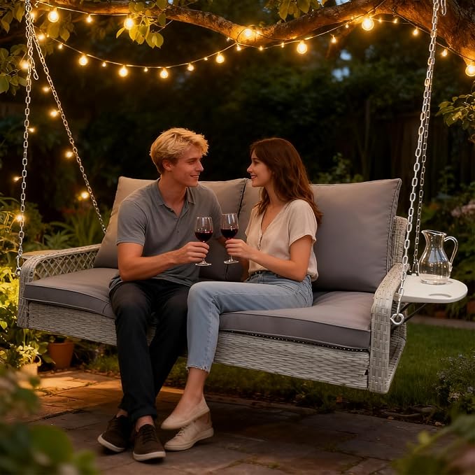Wicker Porch Swing | 2 Seat Outdoor Porch Swing I 700lbs Heavy Duty Rattan - Image 7